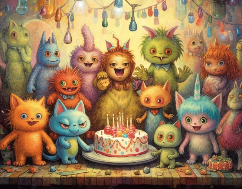 童年宠物卡通欢乐聚会生日团聚庆祝插画,插画/手绘图,插画/手绘图库,插画/手绘图下载,插画/手绘